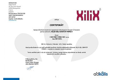 Certifikát na přípravek XILIX GEL CURATIF FONGI+